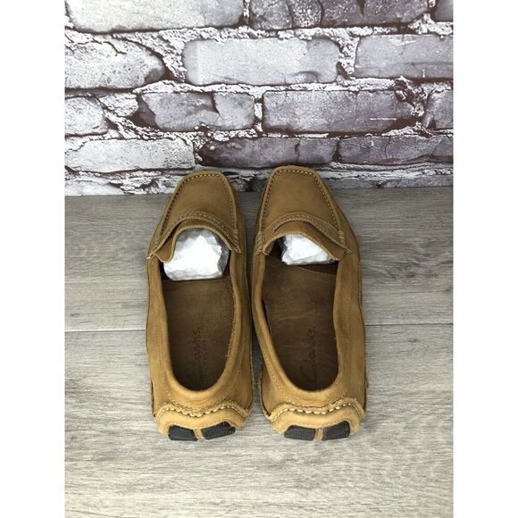 Clarks England Tan Nubuck Leather Slip On Driving Loafers Shoes Men 11M US/44EU - Picture 5 of 16